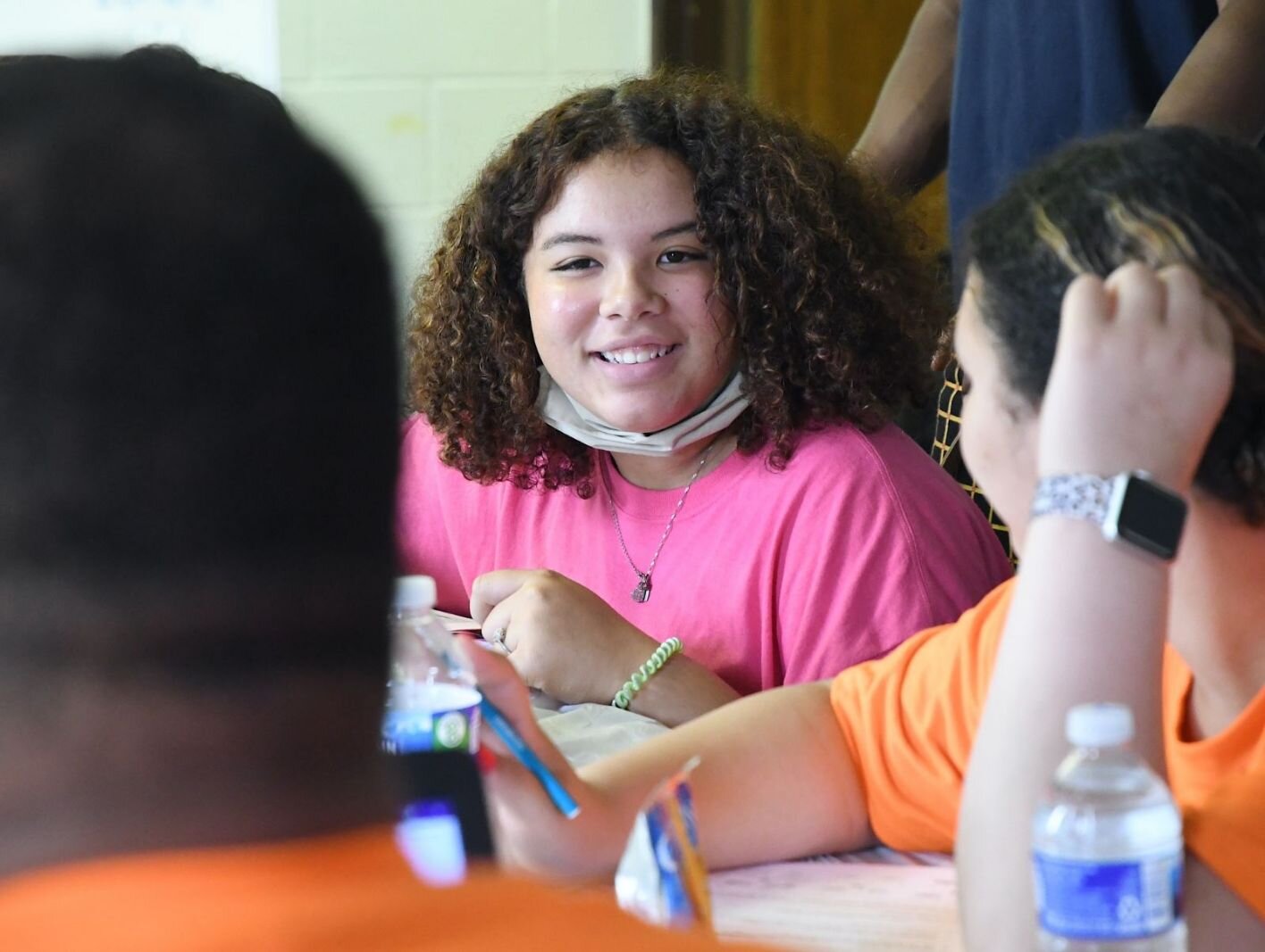 Makyla Gibson, 12, listens to the instructor during a RISE summer program session.