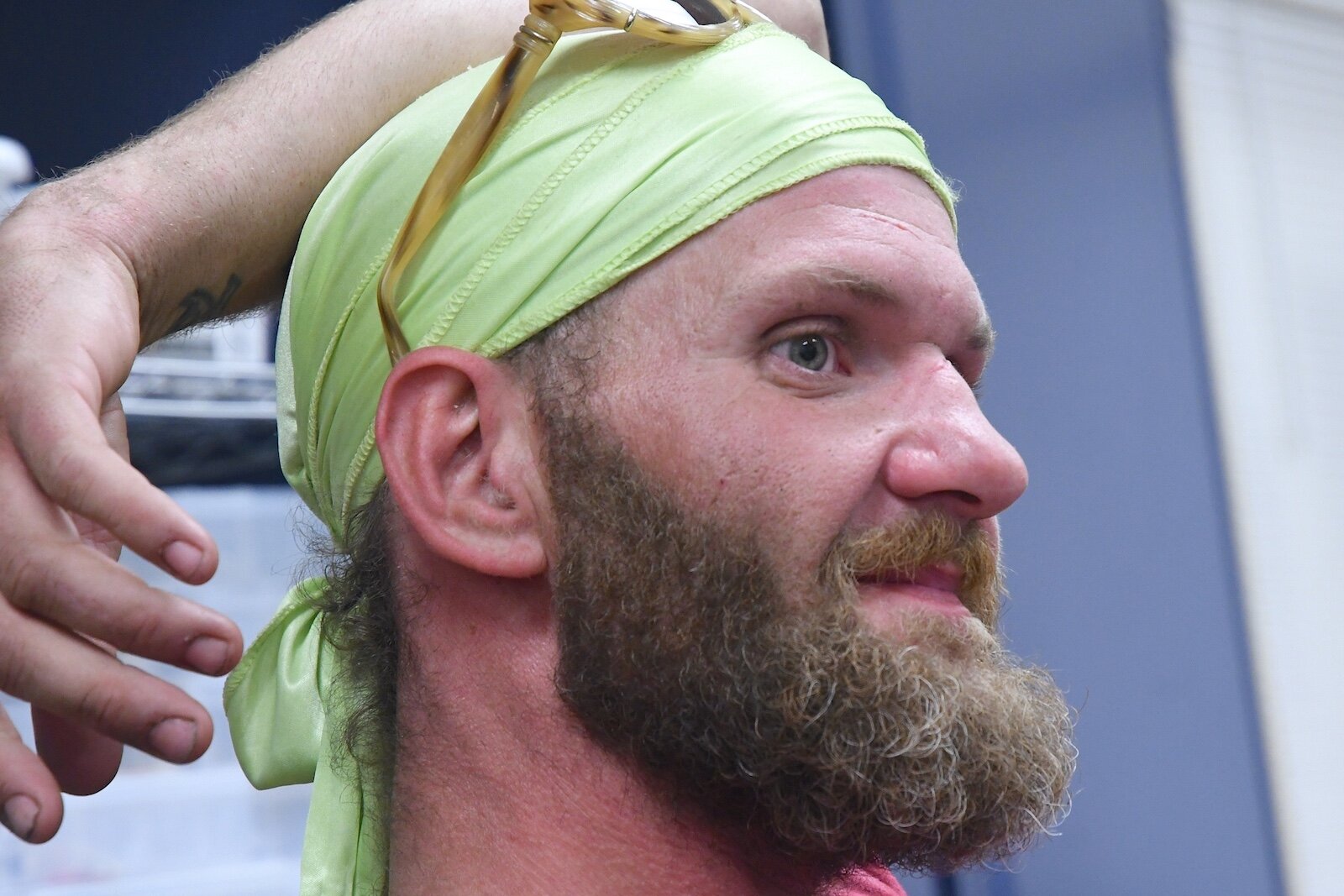 Trevor Smith, 36, who has no home, spends nights under a bridge in central Battle Creek.