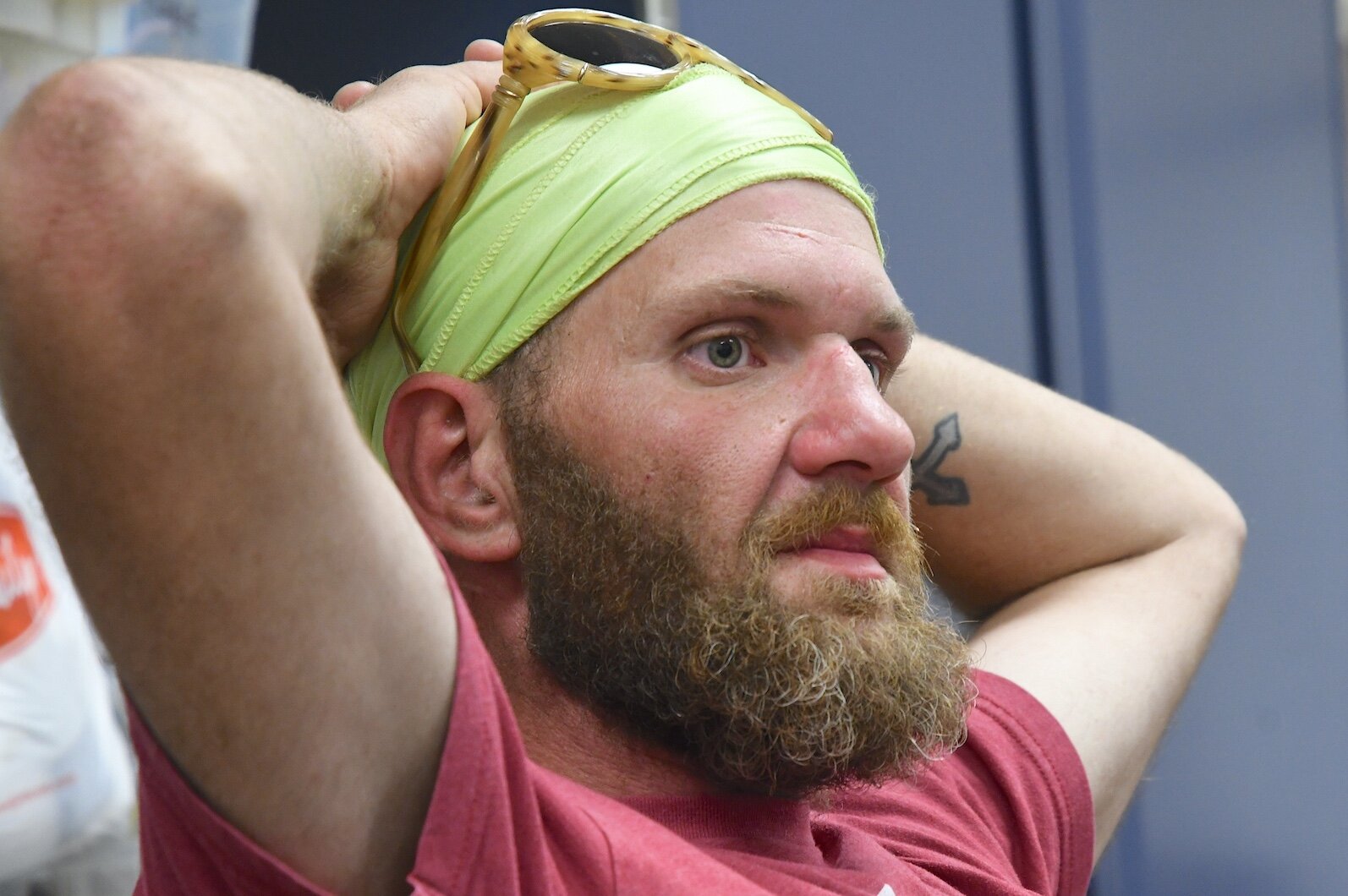 Trevor Smith, 36, who has no home, spends nights under a bridge in central Battle Creek.