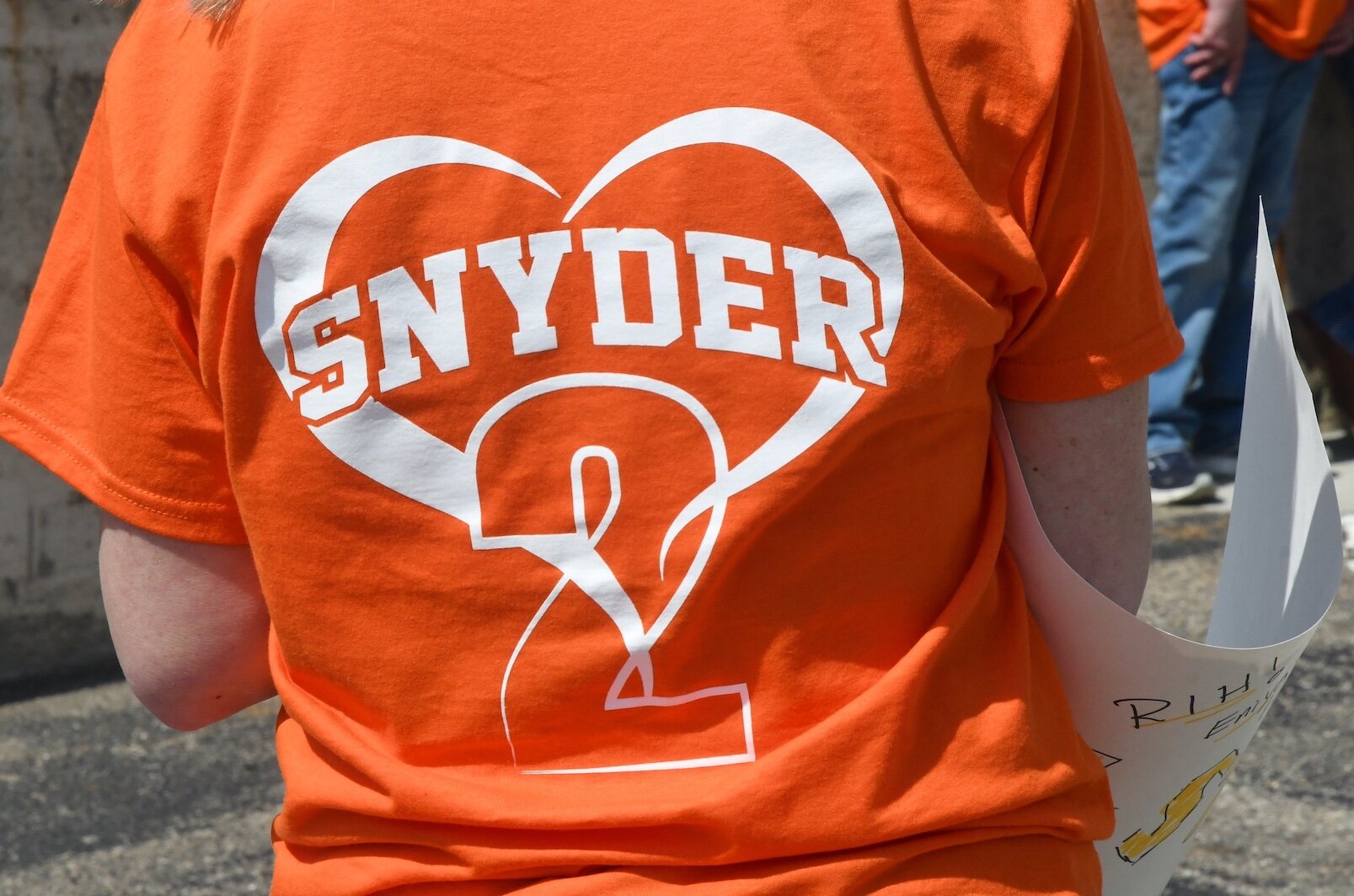 Many participants in the anti-gun violence march and rally wore T-shirts dedicated to Jack Snyder, who was murdered earlier this year. #2 was his number while playing soccer.