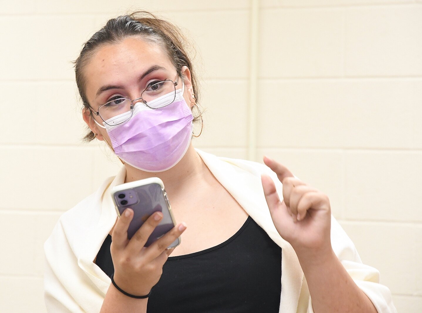 Ana Isabel Passero and other Western Michigan University students rehearse for an upcoming performance of “Guys and Dolls” with the Battle Creek Symphony Orchestra.