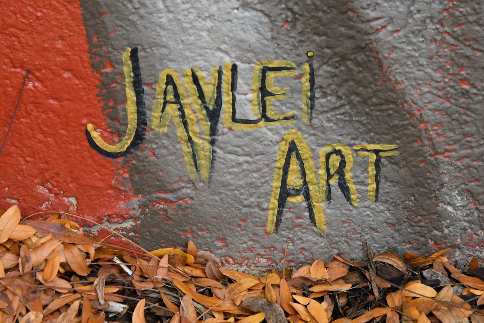 Jamari Taylor’s signature at the bottom of one of her murals.