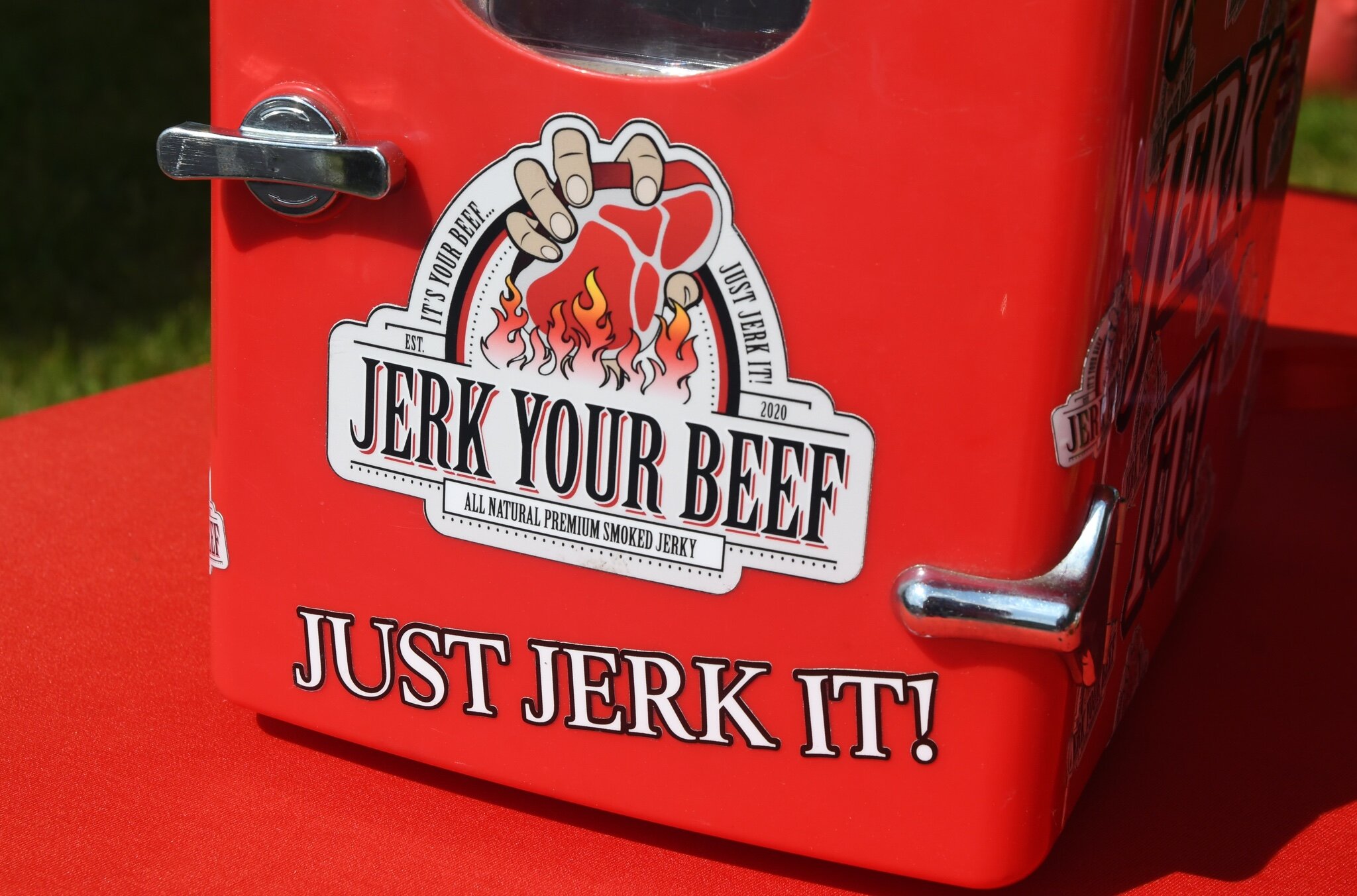 Here are some of the products made by Jerk Your Beef Jerky and sold at area farmers’ markets like this one in Richland.
