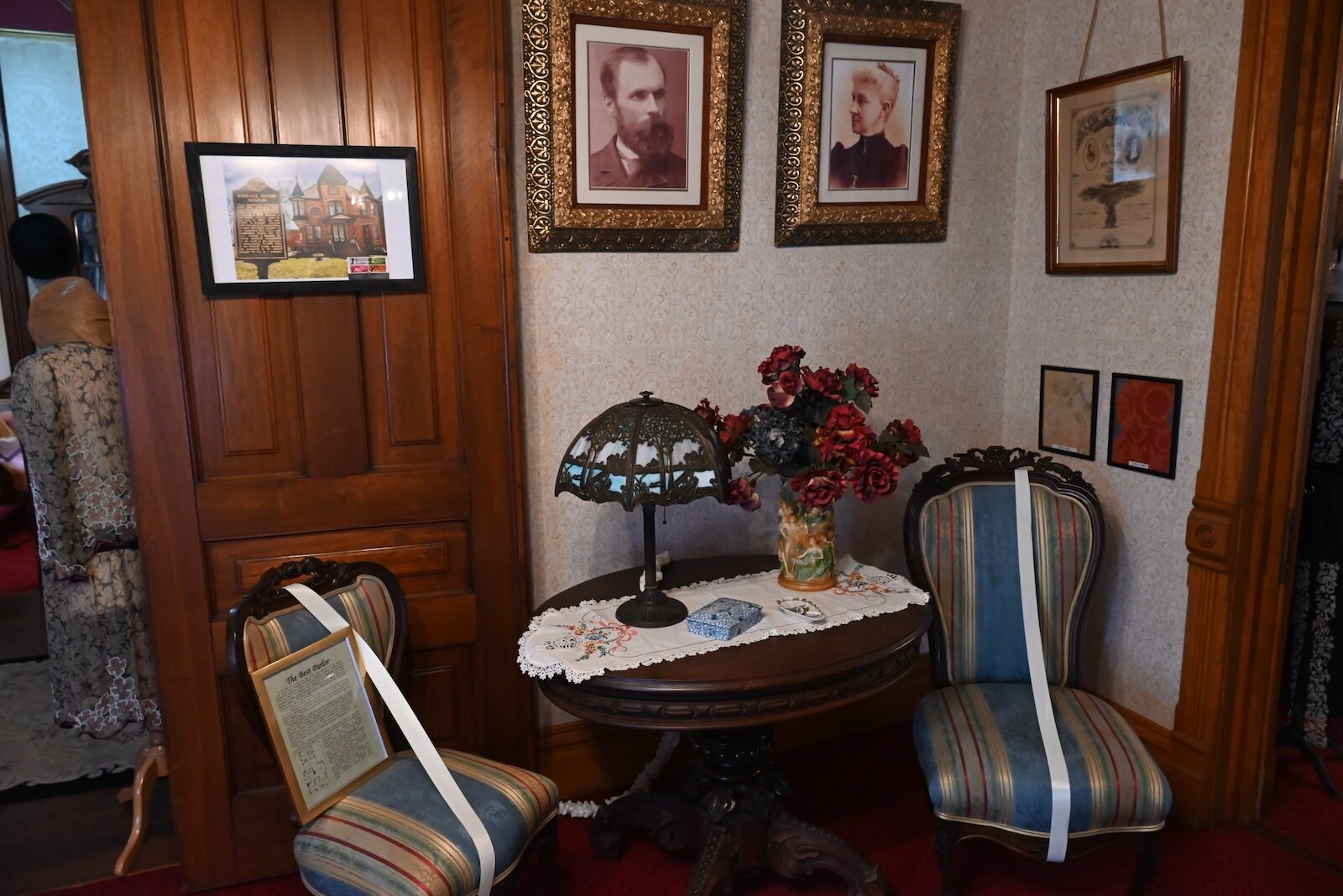 Portraits of the Kimballs and chairs are in one of the room on the first floor of the Kimball House.
