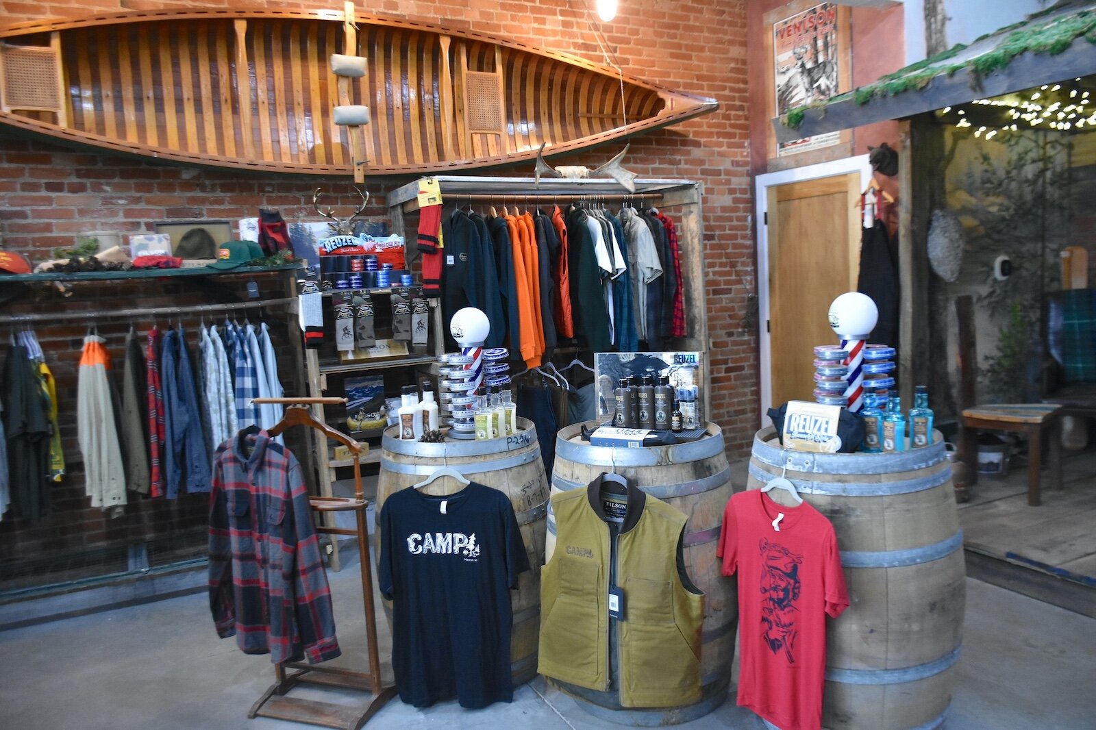 Scenes inside the Camp barber shop in downtown Marshall.