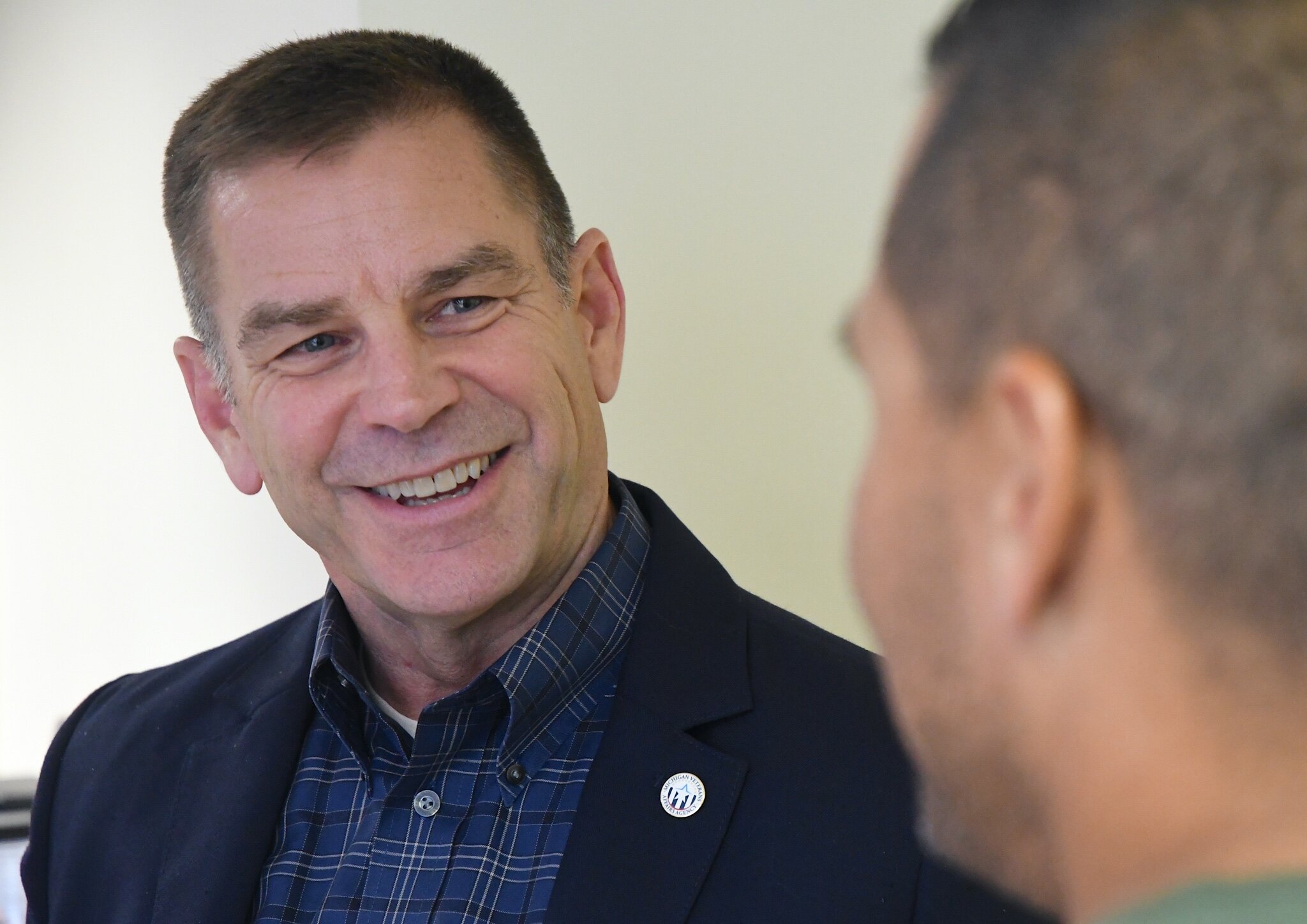 Lindell Holm, a Marine Corps veteran and director of the Michigan Veterans Trust Fund, was a presenter during the opening session of the Michigan Veteran Entrepreneur Lab session in Battle Creek.