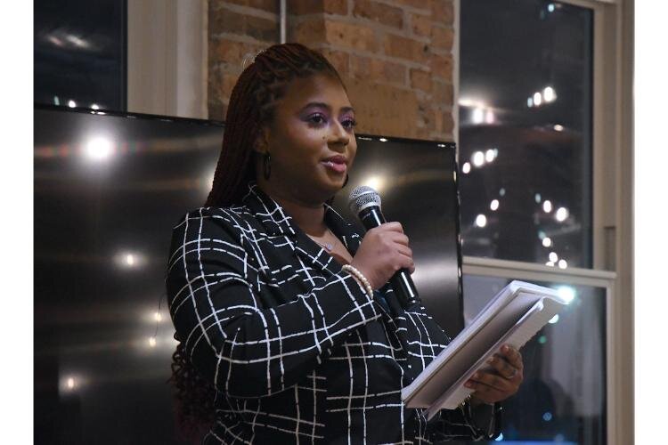 Khyrinn Herring shares her hopes and dreams during the Battle Creek Coaliton for Truth, Racial Healing and Transformation’s Envisioning Dinner on the National Day of Racial Healing, January 16, at The Record Box in downtown Battle Creek.