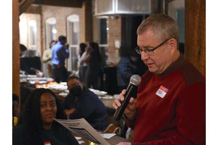 Doug Nettleton shares his hopes and dreams during the Battle Creek Coaliton for Truth, Racial Healing and Transformation’s Envisioning Dinner on the National Day of Racial Healing, January 16, at The Record Box in downtown Battle Creek.
