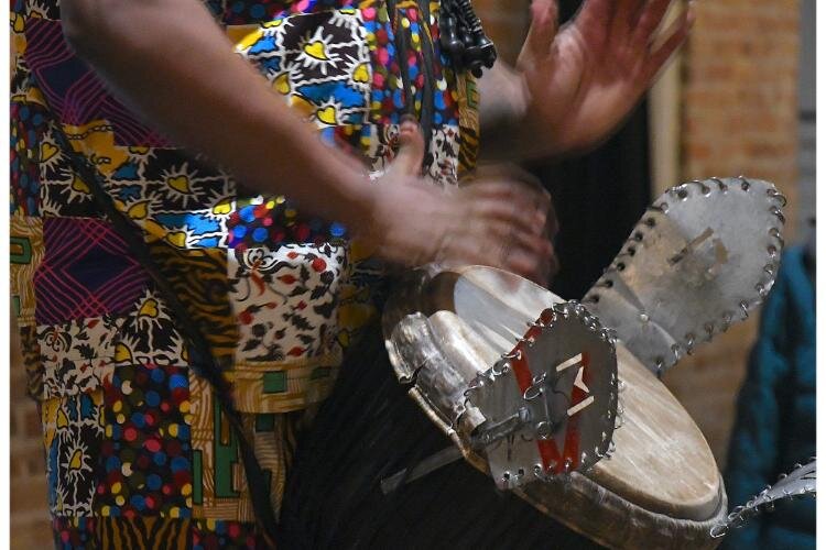 Members of the Nanou Djiapo, an African drum and dance group from the metro Detroit area, perform during the Battle Creek Coaliton for Truth, Racial Healing and Transformation’s Envisioning Dinner on the National Day of Racial Healing, January 16, at