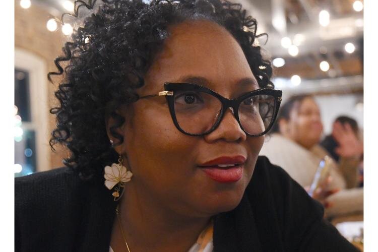 Beatrice Orns, organization development and learning specialist at Bronson Healthcare, shares her thoughts during the Battle Creek Coaliton for Truth, Racial Healing and Transformation’s Envisioning Dinner on the National Day of Racial Healing, Janua