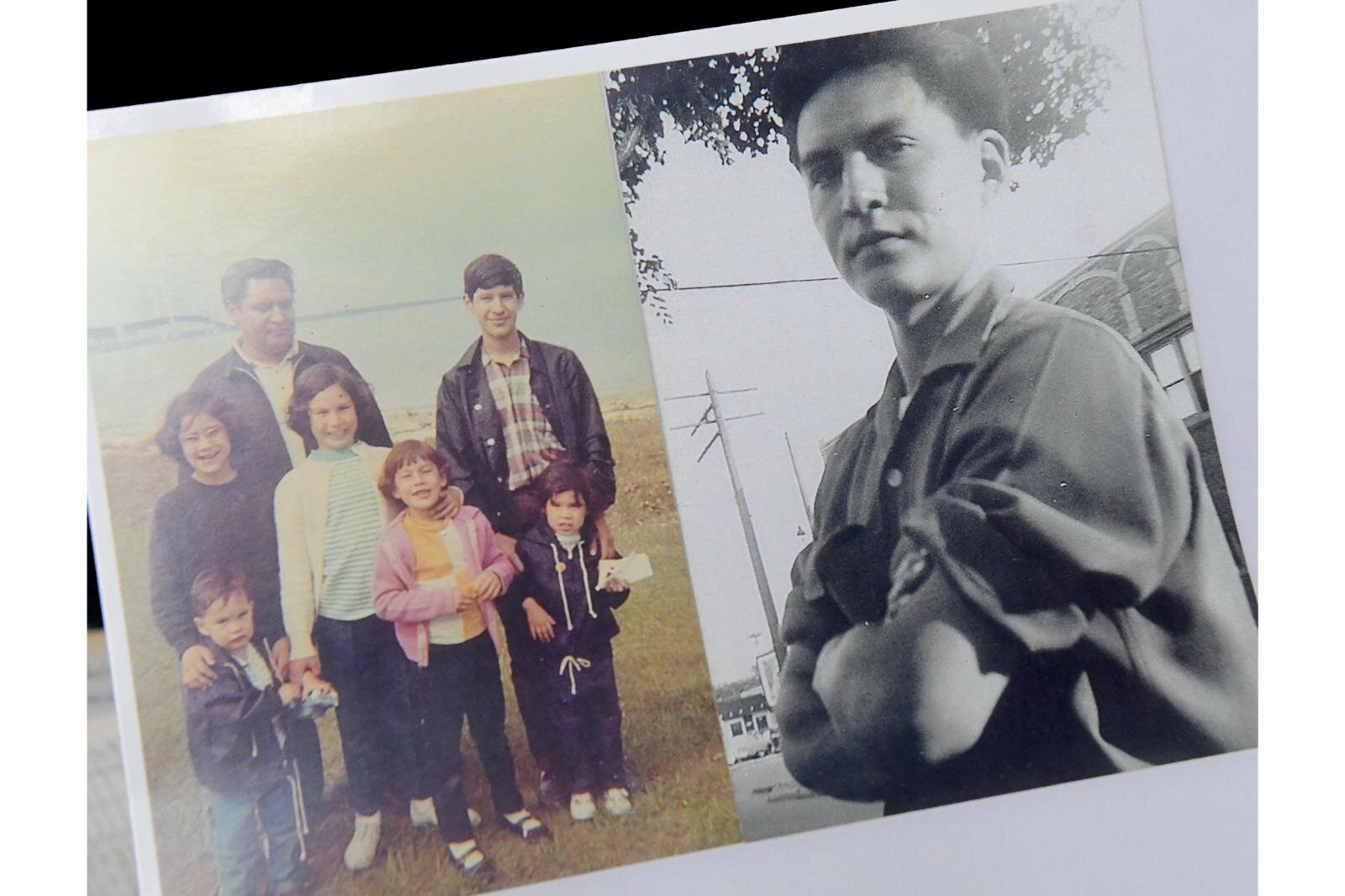 Photos of Sharon Skutt’s family, left, and her father