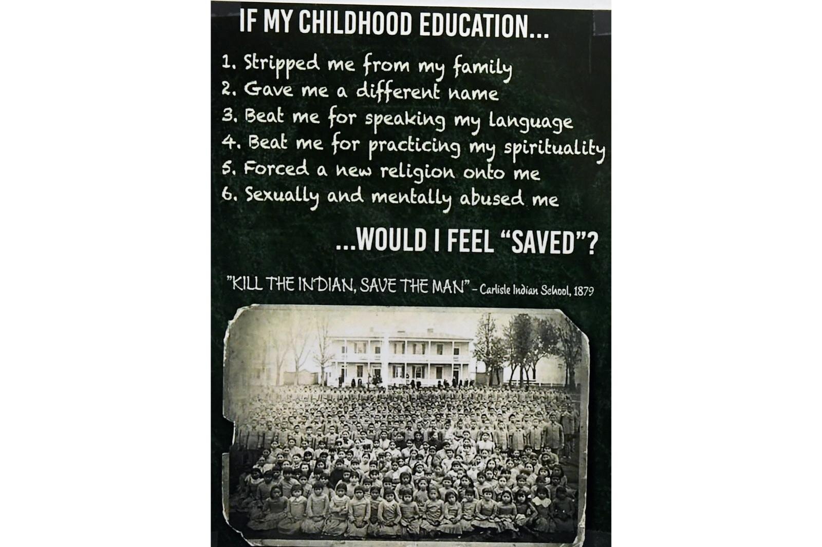  A poster made to reflect the perspective of students who attended schools like Holy Childhood School of Jesus in Harbor Springs.