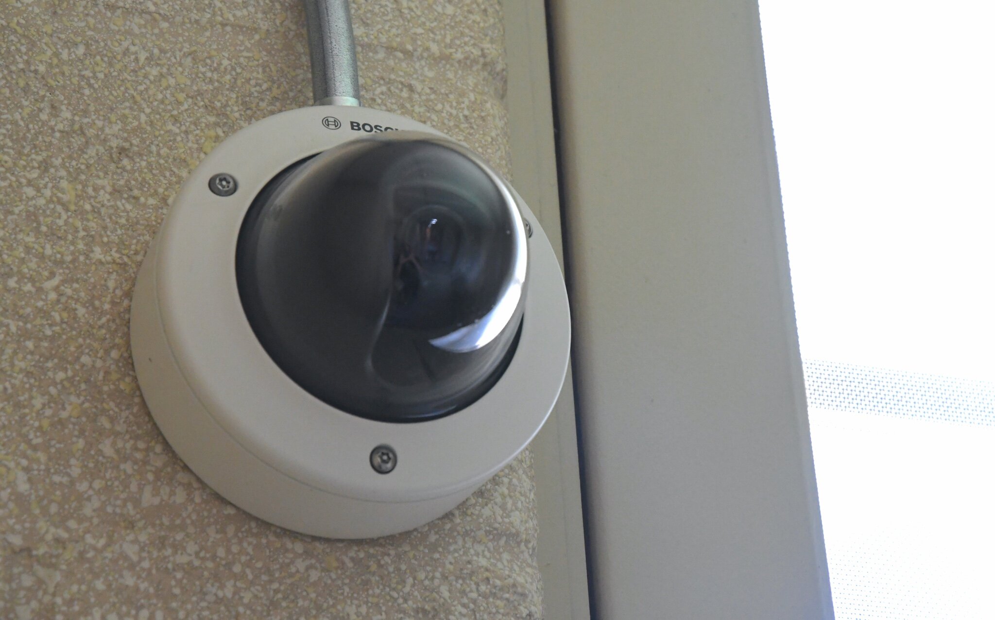 A security camera looks down a hallway at the Calhoun County Youth Center.