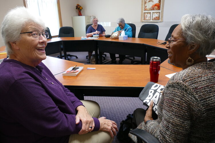 Lynn Rich, left, and Dorothy McClendon are members of the Sacred Conversations Book Group.