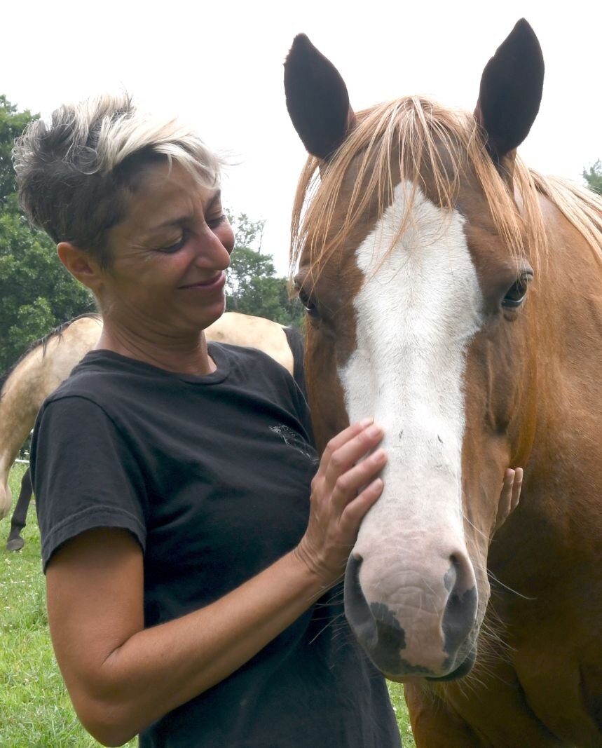 Nadin Malcom and Red. Horses experience their best life at Paint Pony Haven.