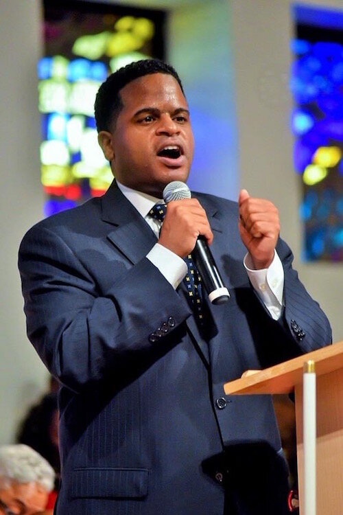 The name of new senior pastor, the Rev. Millard Southern lll, appears outside Allen Chapel AME Church on Kalamazoo’s North Side.