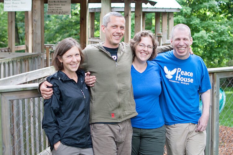 Molly and Jerry Mechtenberg-Berrigan and Jen and Mike DeWaele opened Peace House 10 years ago on Kalamazoo's Eastside.