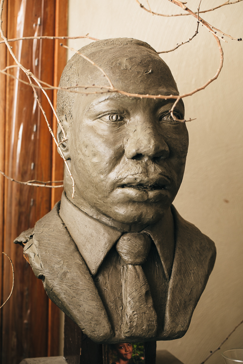 Many of James Palmore’s works, including a bust of Martin Luther King Jr. at the Douglass Community Center, are shown in permanent collections around town.