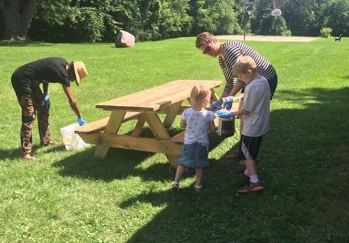The picnic table construction at Rockwell Park brought out residents of all ages.