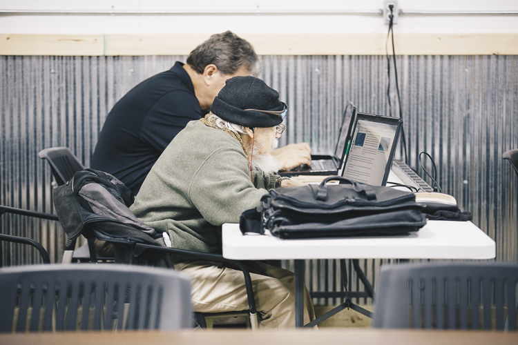 : Kzoo Makers includes several workspaces and classrooms, including one devoted to computers.