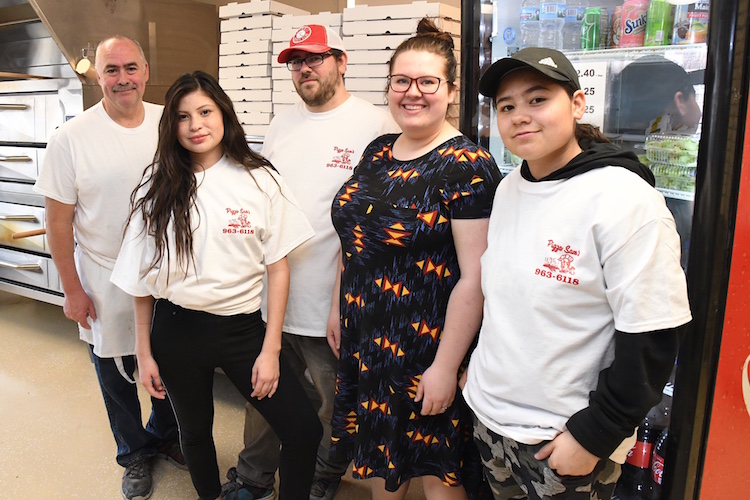 The Wygant family of Pizza Sam’s is from left, Tim, Nicole, Jordan, Autumn, and Laura.