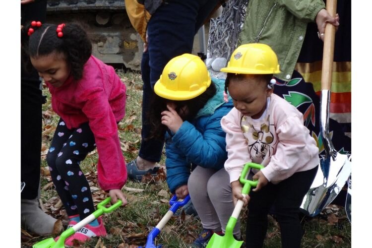 Kids helped break ground at the Children’s Nature Playscape on Bronson Park that is being made especially for them.