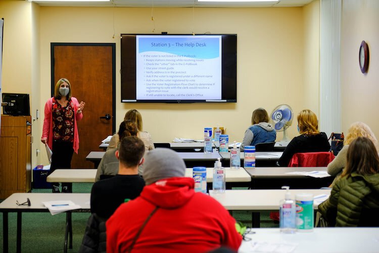 Training for those who will work at the polls for the Nov. 3 general election.