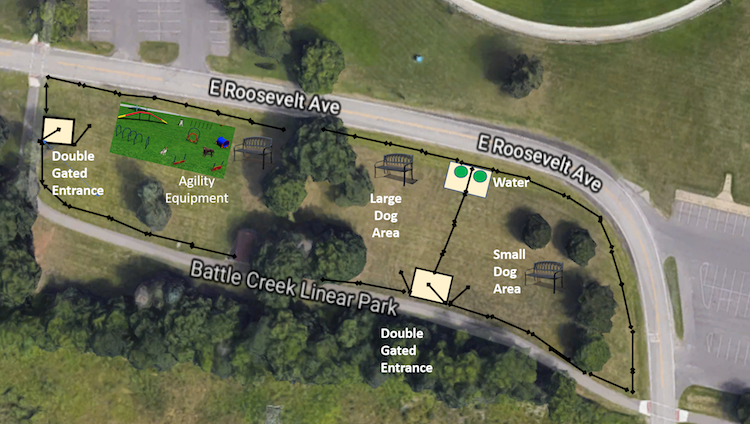 Plans for a dog park inside Bailey Park in Battle Creek.