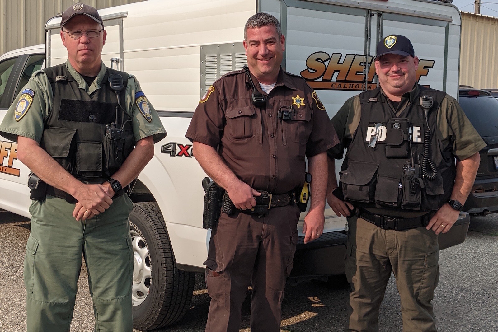 From left, Officer Michael Ehart, Deputy Michael Vanderbilt, and Officer Pat Dellinger.