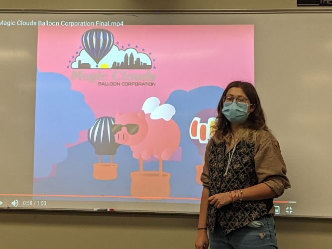 Audra Kressler, senior at Homer High School, whose presentation focused on the Magic Clouds Balloon Corp. in Battle Creek.