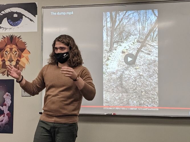 Enrique Lerma, senior at Marshall High School, who se presentation focused on The Dump, a little-known hiking and mountain bike trail in Marshall.