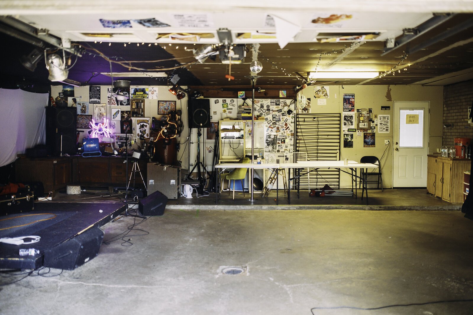 Inside of the RunOff garage before the bands arrive