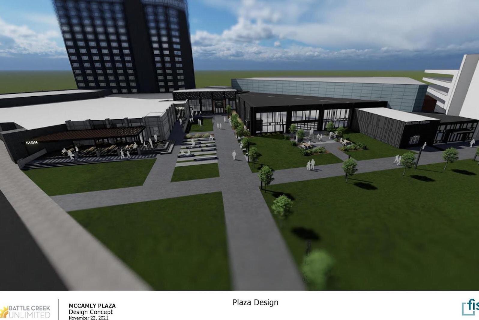 The plaza design as shown in a design concept.