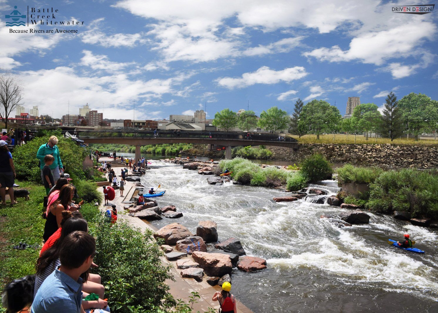 One possible way the river could look if it were freed from its concrete channel.