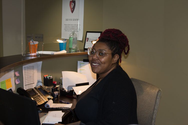 Second Floor Receptionist  Aaliyah Abdul Muttakallim for the Kalamazoo Defender office.