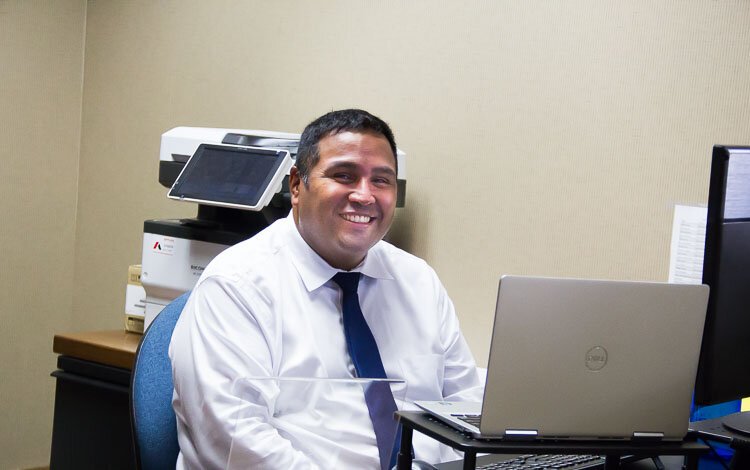 Reception Desk on the third floor Joe Galiviz, Administrative Assistant.