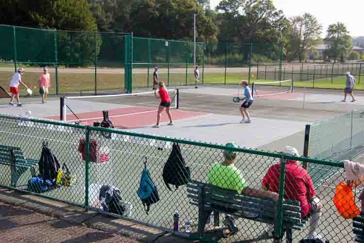 Battle Creek Pickleball Club members on the couts at KCC.