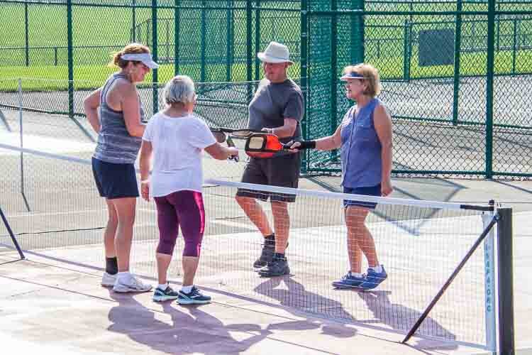 Battle Creek Pickleball Club members enjoy their time together.