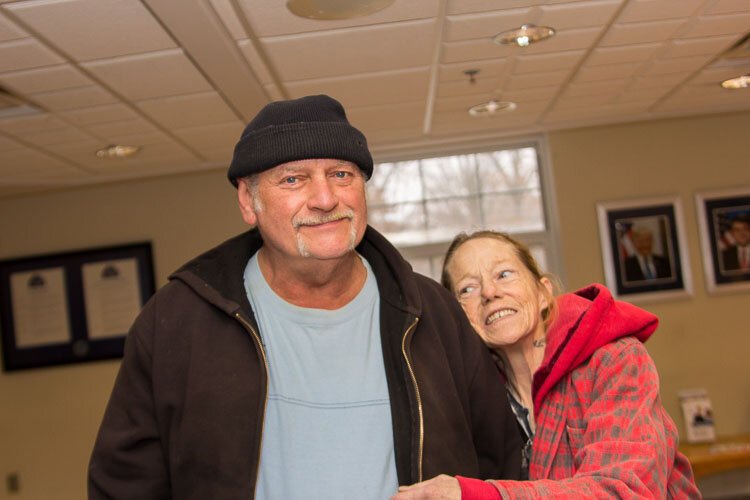 There were lots of human hugs and doggy kisses when volunteers in the Hug Ambassadors program recently offered hugs to veterans at the VA in Battle Creek.