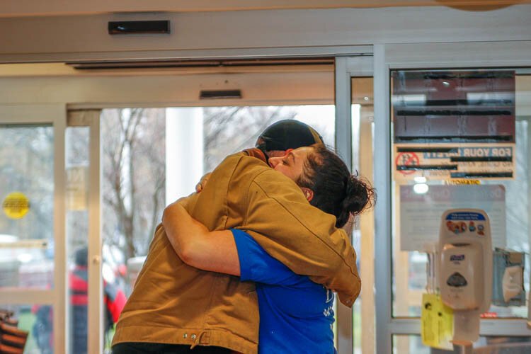 There were lots of human hugs when volunteers in the Hug Ambassadors Program recently offered hugs to veterans at the VA in Battle Creek.