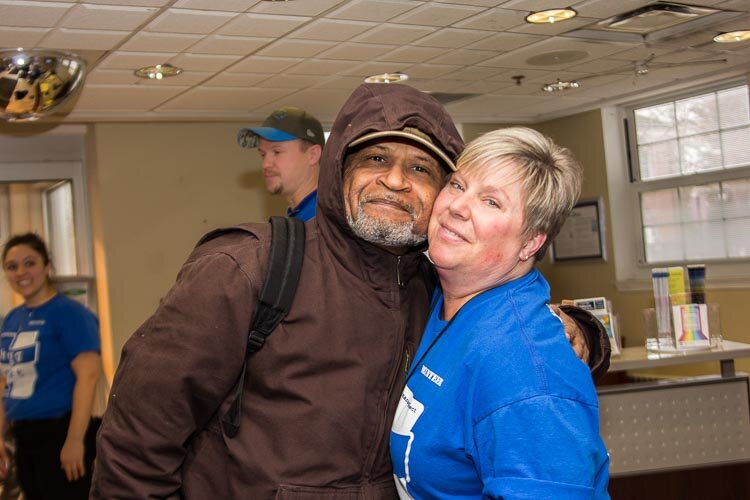 There were lots of human hugs when volunteers in the Hug Ambassadors Program recently offered hugs to veterans at the VA in Battle Creek.