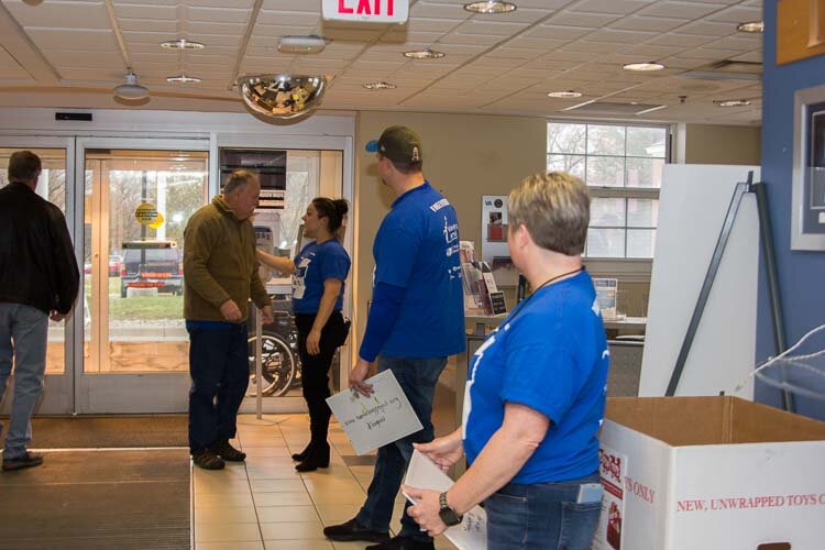 There were lots of human hugs when volunteers in the Hug Ambassadors Program recently offered hugs to veterans at the VA in Battle Creek.