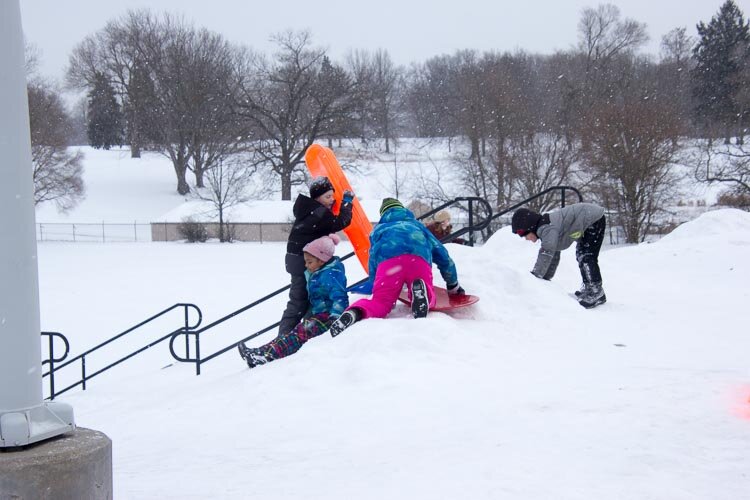 Children enjoy playing outdoors in the Oakwood neighborhood.