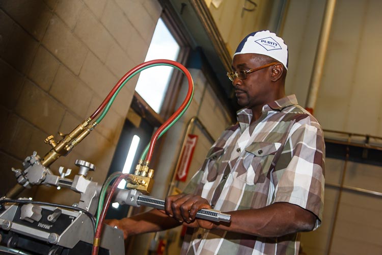 Terry Clark is learning to be a certified welder at Kellogg Community College's Regional Manufacturing Technology Center through the Families Forward Program.