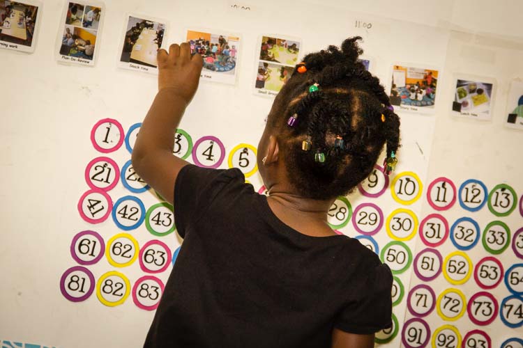 Three year olds at New Genesis participate in a free preschool to ensure two years of high-quality learning before kindergarten.