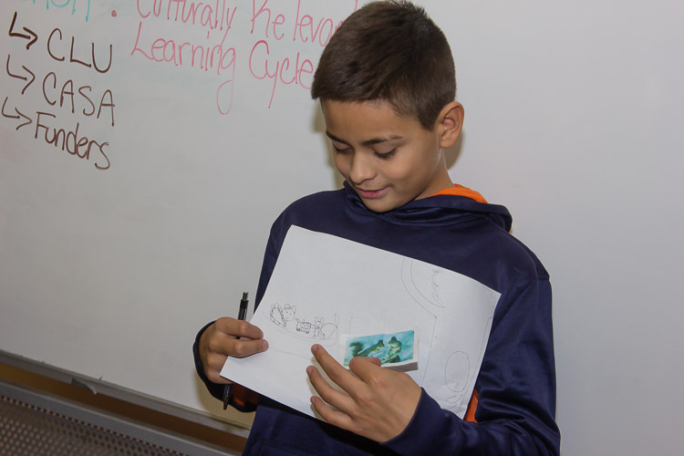 A student demonstrates what he is learning as part of a VOCES program.