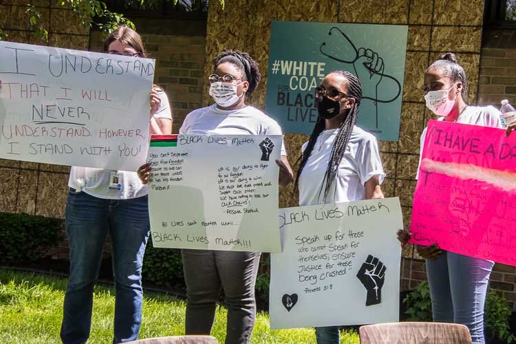 More than 100 staff at Family Health Center gathered to take a knee for 8 minutes and 46 second in honor of George Floyd and to promote racial justice and equity. 