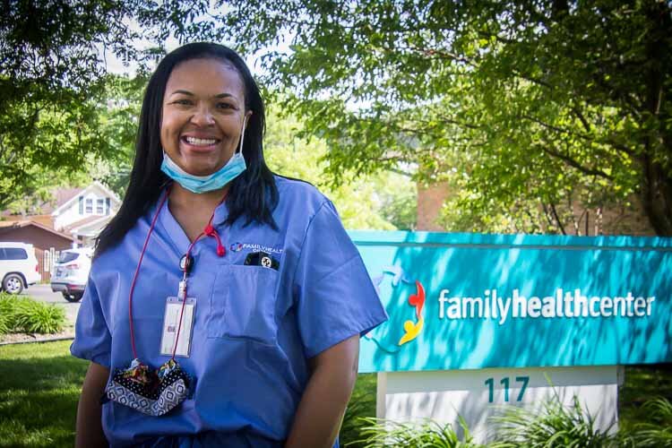 Denise Crawford, President and CEO of Family Health Center joined more than 100 FHC staff   who gathered to take a knee for 8 minutes and 46 second in honor of George Floyd and to promote racial justice and equity. 