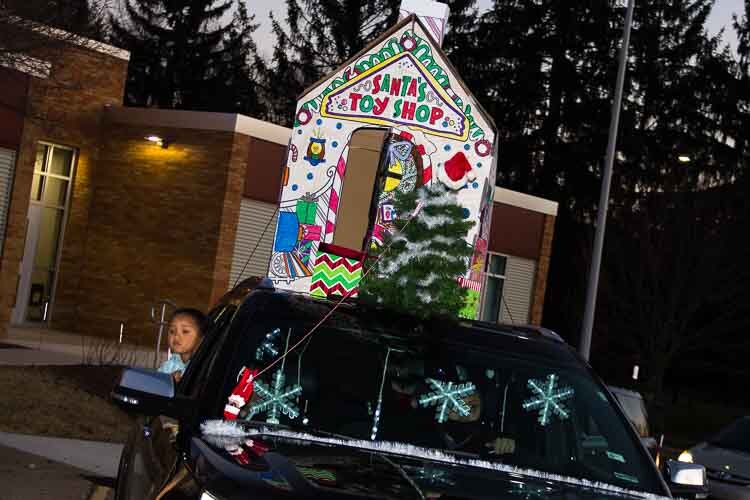 King-Westwood Elementary School families were being encouraged to decorate their vehicles with a winter or holiday theme.