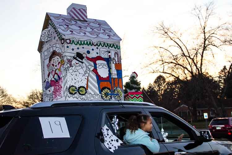 King-Westwood Elementary School families were being encouraged to decorate their vehicles with a winter or holiday theme.